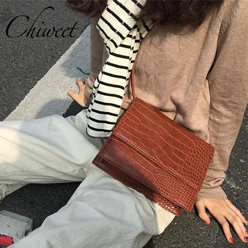 Роскошные дамские сумочки кожаный мессенджер в стиле ретро с узором под кожу