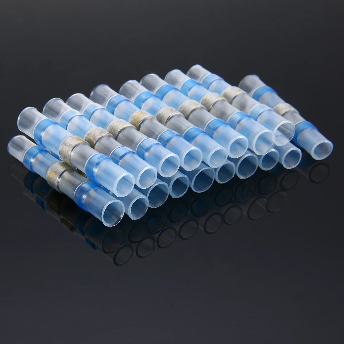 50pcs 16-14AWG Wire Crimp Connectors Blue Splice Connector Waterproof Solder Heat Shrink Sleeve For Automobile Applications
