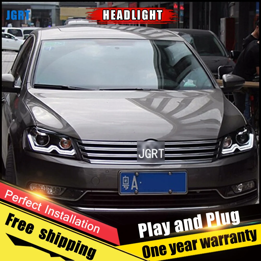 2 шт. светодиодный льные светодиодные фары для VW Passat 2012-2014 ные DRL двухлучевые H7 HID