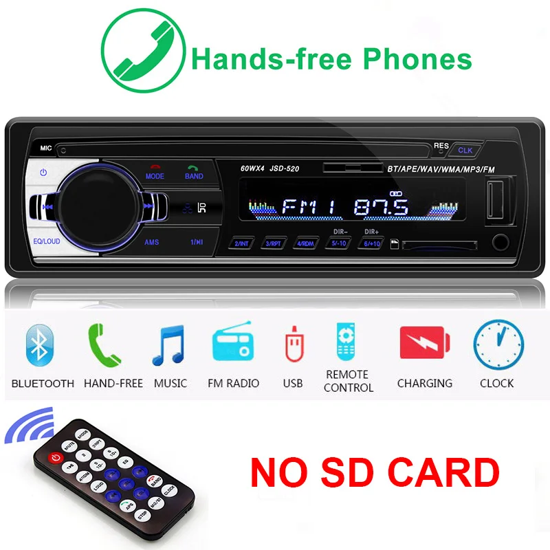 Автомагнитола 1 Din Bluetooth SD MP3 плеер Coche радио Estereo Poste Para Авто аудио стерео Carro Samochodowe Automotivo - Цвет: A--Autoradio no SD