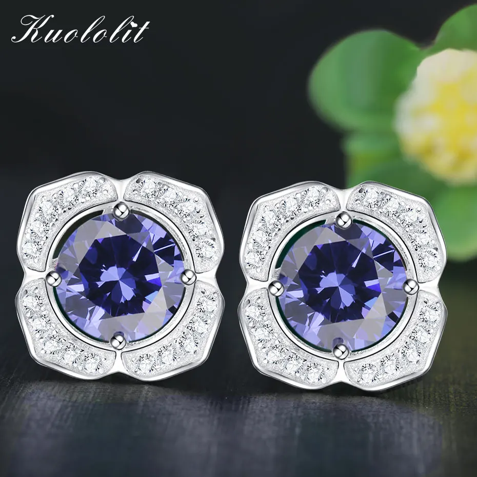 Женские серьги-гвоздики с кубическим цирконием kuololite из 100% стерлингового серебра