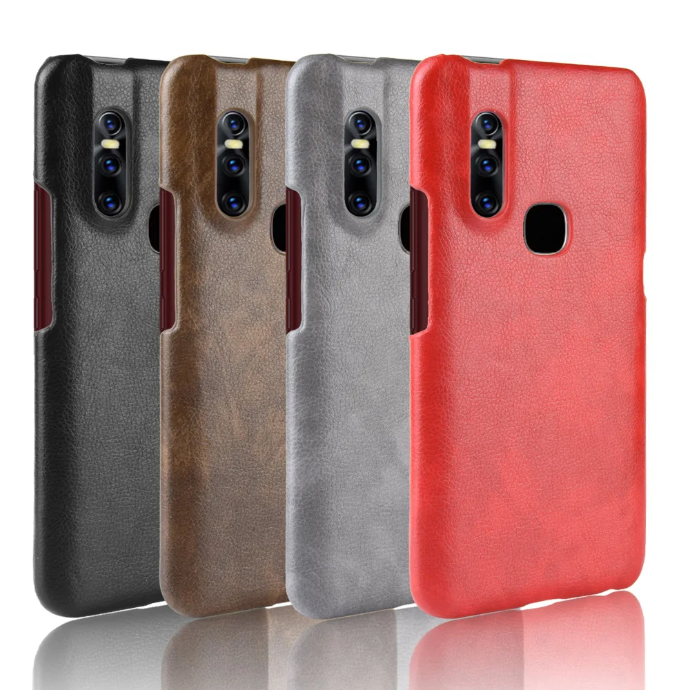 

New For Vivo V15 Case vivo s1 Retro PU Leather Litchi pattern Skin PC Hard Cover For vivo S1/vivo V15 v 15 S 1 Phone Bag Case