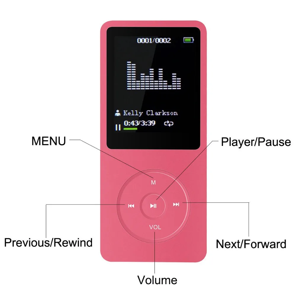 Новый 1 8 Экран M280 Динамик MP3 плеер ГБ mp3 Спорт Видео FM Регистраторы электронная