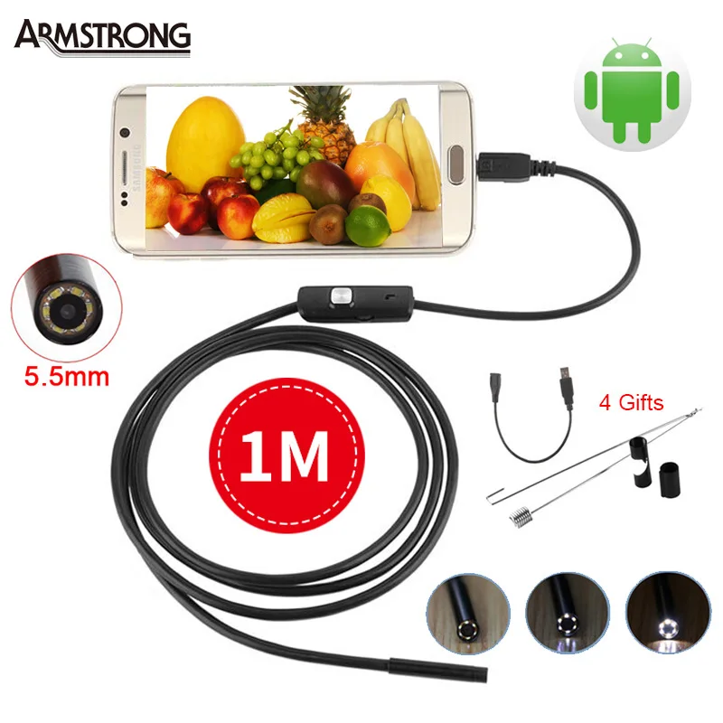 Antscope эндоскоп 1 м 5 мм/7 мм USB и Andriod Micro waterproof 2 6LED камера PCB PC инспекция мини 5|Камеры