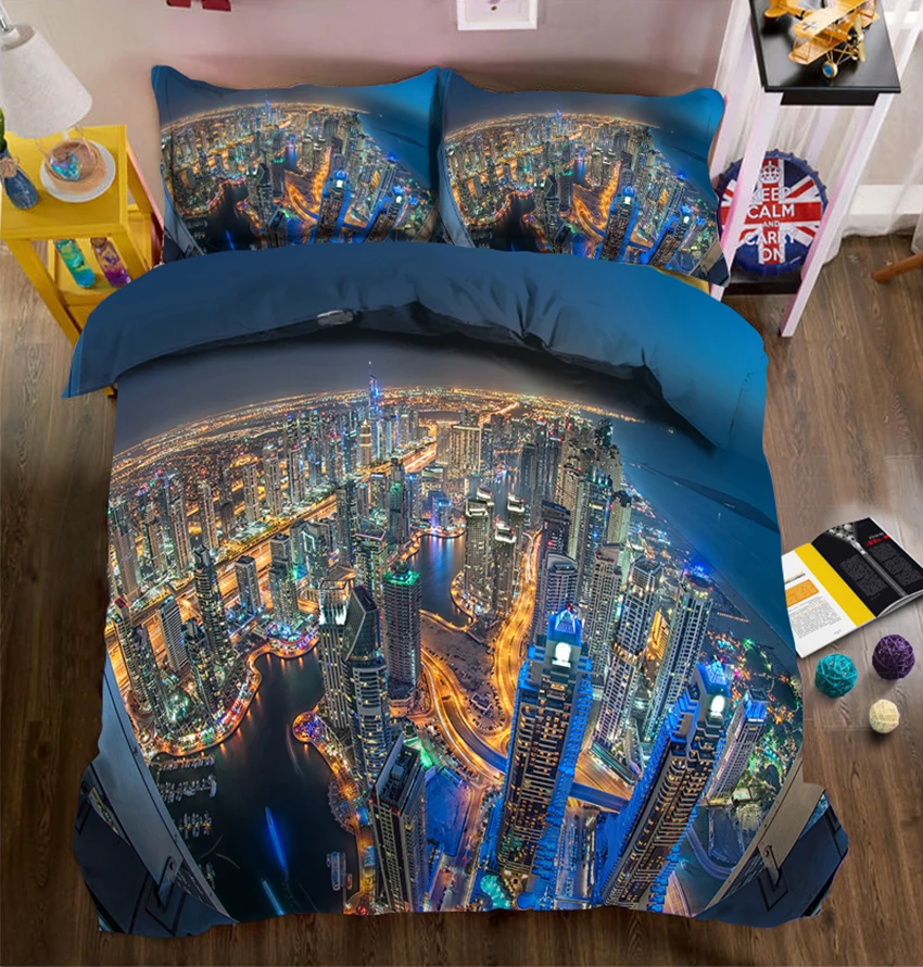 Комплект постельного белья с 3D рисунком двуспальная и простыня стильный