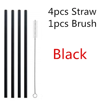 4pcs black 4pcs 4/10 шт. из особо тонкого гнутого стекла прямой изгиб питьевой Стекло соломинки многократного использования экологически чистое изделие с щеточка для чистки - Цвет: 4pcs black 4pcs