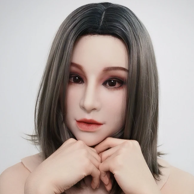 

(Haene+)Realistic Human face Crossdress Silicone Full Head With Neck Female Face Kigurumi Cosplay DMS Mask Crossdresser DOLL