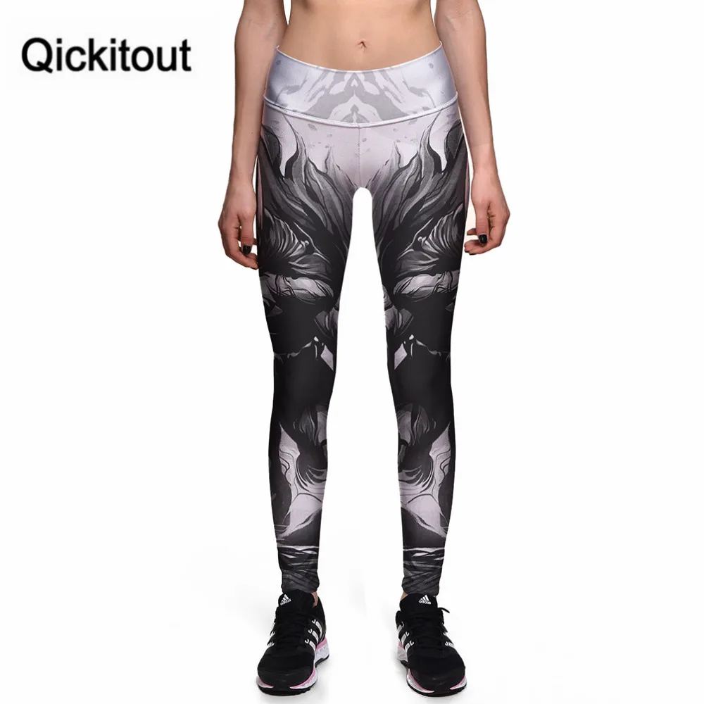 Qickitout Леггинсы Черно-Белые Серые градиентные новые леггинсы простые