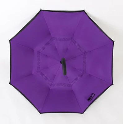 Drop shipping Windproof C-type Folding reverse umbrella hands-free rain/sun women/men outdoor double Layer Inverted zizihua