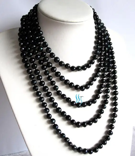 Жемчужное ожерелье с длинной жемчужиной черный цвет 7 8 мм|freshwater pearl necklace|long