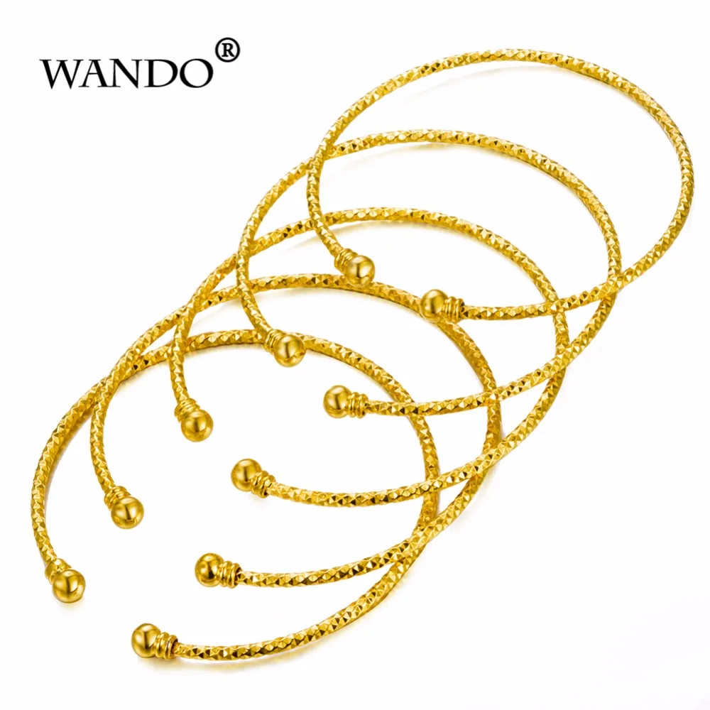 

Wando 5pcs/lot Gold Colour Ethnic Bangles For Women Dubai Bride Wedding Ethiopian Bracelets Africa Arab Jewelry Girls gifts B83