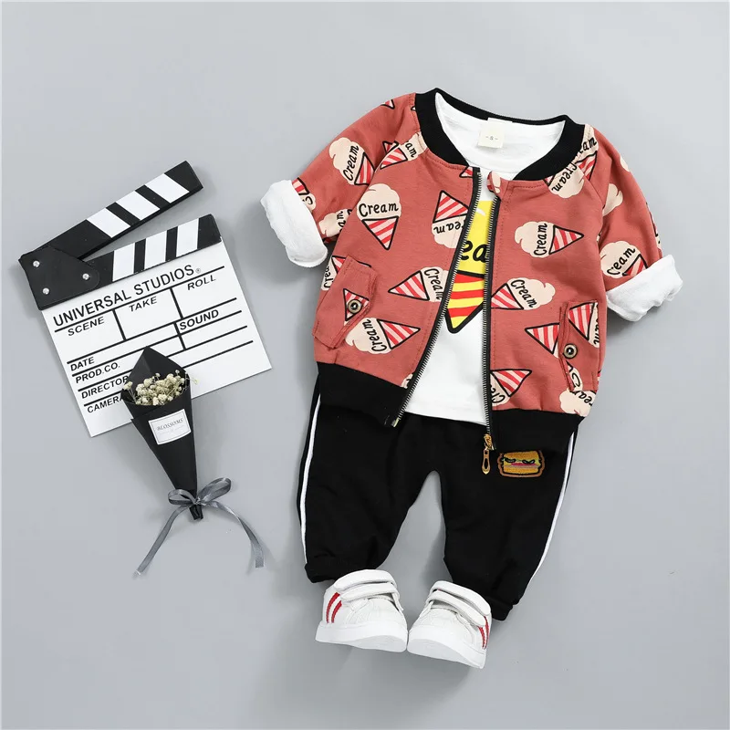 Комплект одежды для маленьких мальчиков и девочек спортивный костюм с рисунком