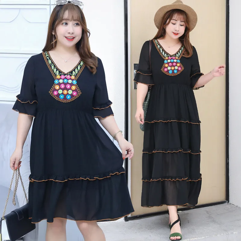 Женское длинное платье с вышивкой LUOSHA летнее богемное в стиле бохо Пляжное