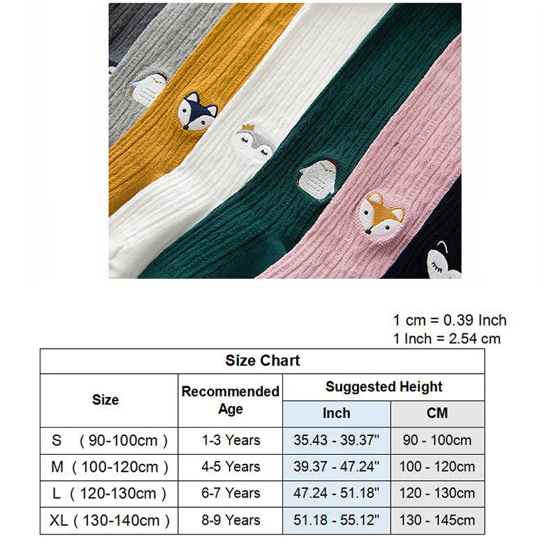 1-9 Years Spring Autumn Thick Cotton Baby Pantyhose Animals Embroidery 8 Colors Girl Tights Children Kids Stockings | Детская одежда и