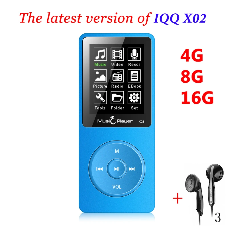 Горячие IQQ X02 MP3 музыкальный плеер 16 ГБ время 80 часов без потерь MP-3 hifi-плеер reproductor