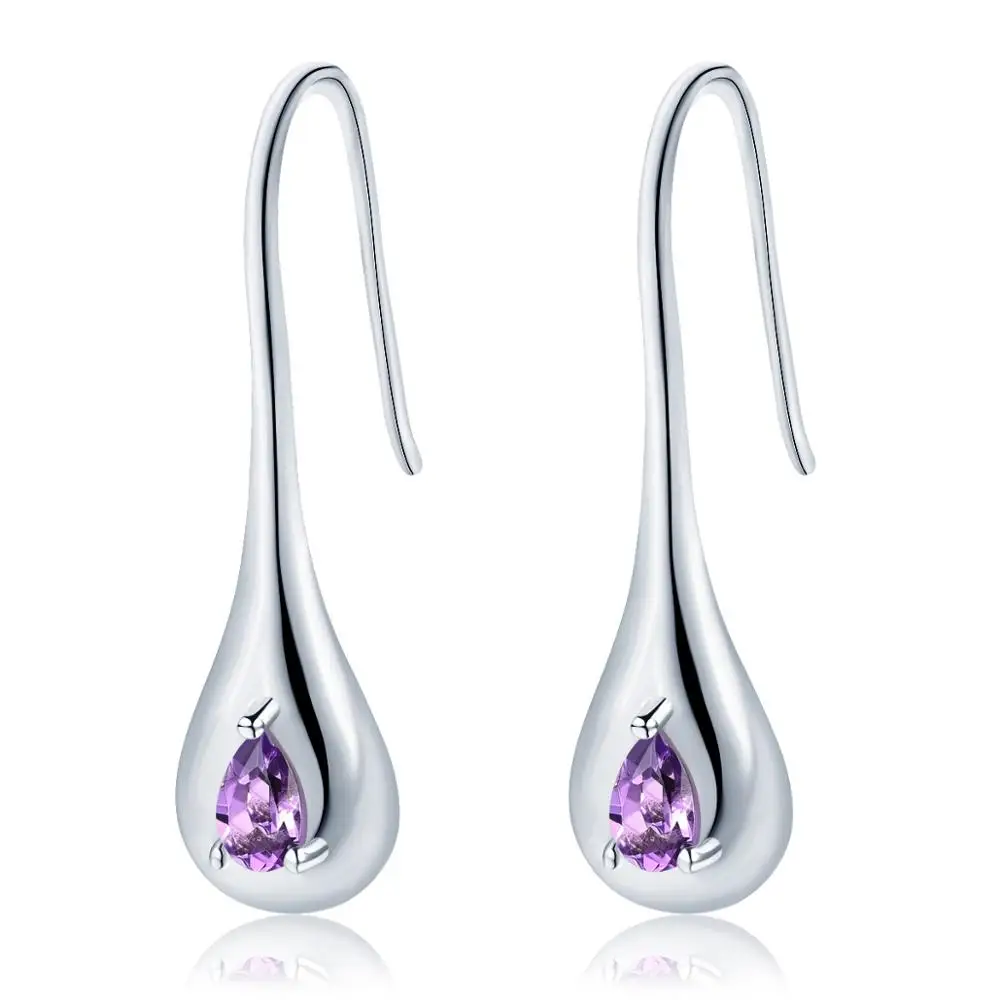 Amethyst Hutang Аметист висячие серьги натуральный драгоценный камень Твердые 925 пробы серебро изящные элегантные ювелирные изделия для женщин подарок лучший подарок - Цвет камня: Amethyst