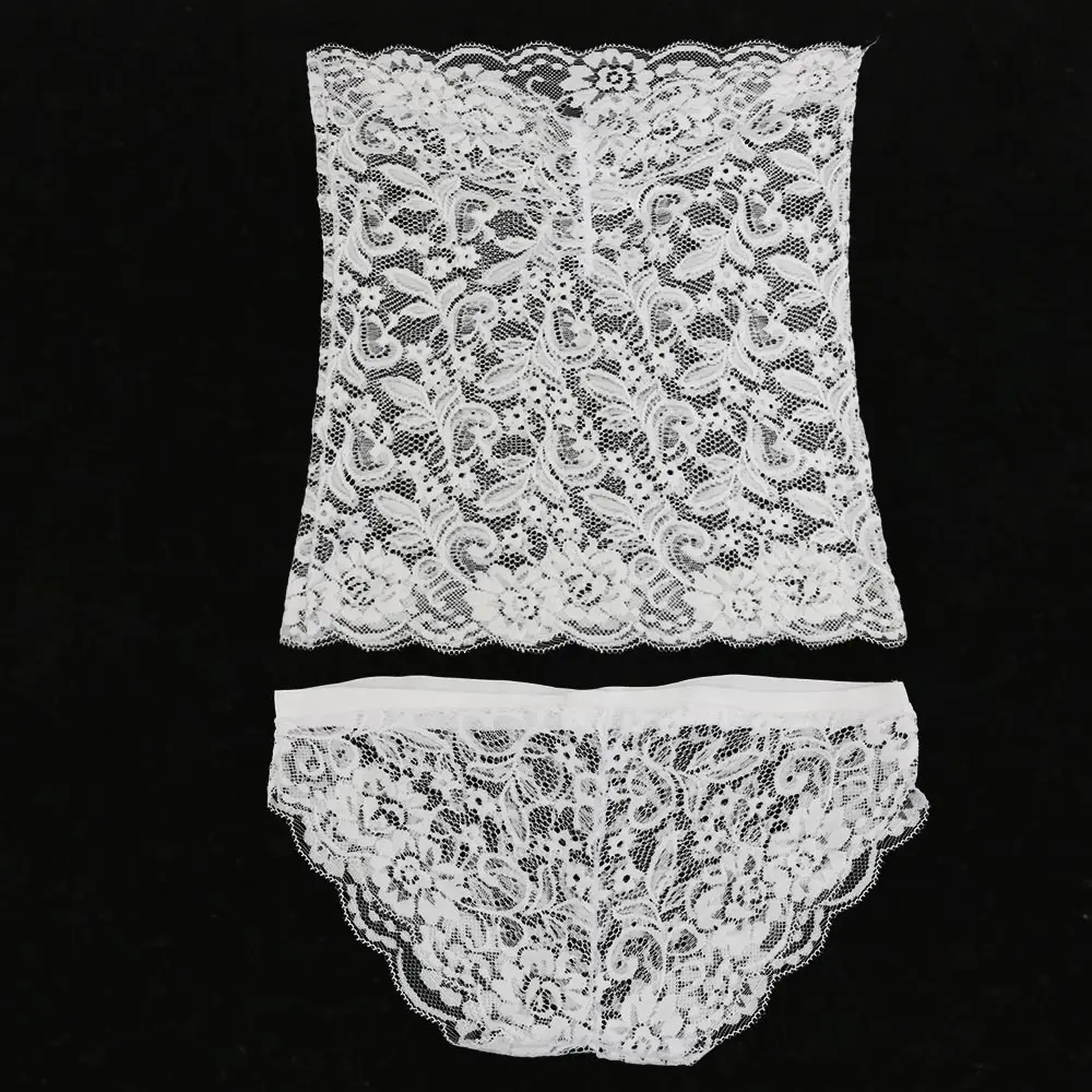 Женское сексуальное прозрачное кружевное нижнее белье комплект с топом и