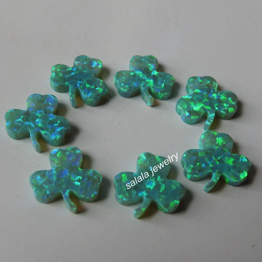 200pcs /lot OP11 Kiwi Green 3 Clover Fire Opal 12mm Lucky Shamrock Charms Three Leaf | Украшения и аксессуары