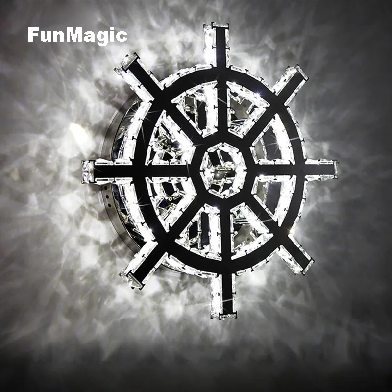 

Post-modern LED Crystal Ceiling Light Creative Rudder Ceiling Lamp Mediterranean Style Children Bedroom Study Lighting Wall Lamp