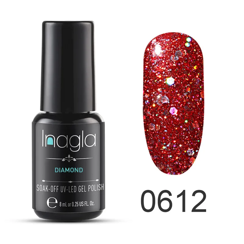 Inagla Professional Diamond Glitter UV Nail Gel Polish Soak Off Sequins Long-lasting Bling Varnish Manicure Art Tools | Красота и