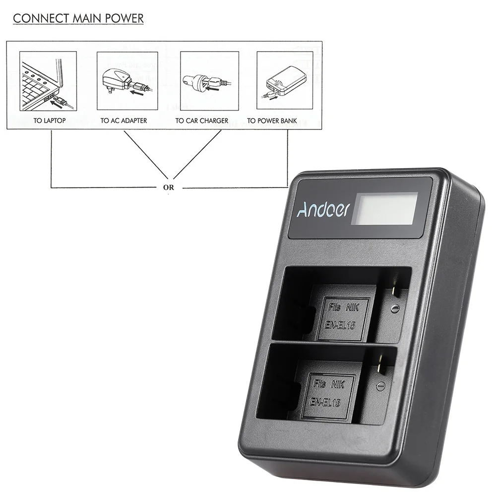 Аккумуляторная батарея Andoer литий ионное зарядное устройство со светодиодным