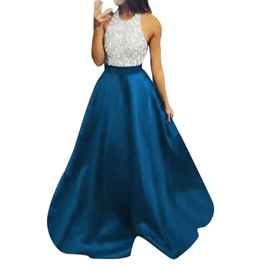 Женское платье вечернее бальное сексуальное подружки невесты с лямкой на шее