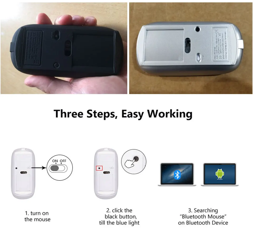 Новая мини-мышь с Bluetooth перезаряжаемая оптическая Бесшумная мышь для ноутбука для Apple Macbook Windows 10 OS, беспроводная Bluetooth 4,0 мышь