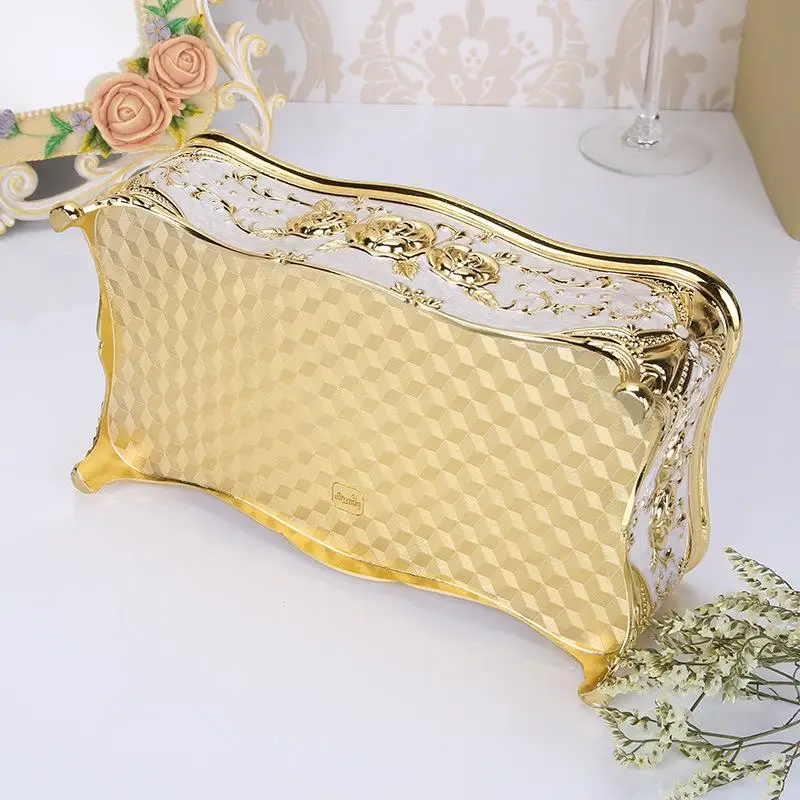 Элегантный золотой обложка для коробки тканей, шикарный держатель для салфеток, органайзер для декора отелей и дома, европейский стиль.