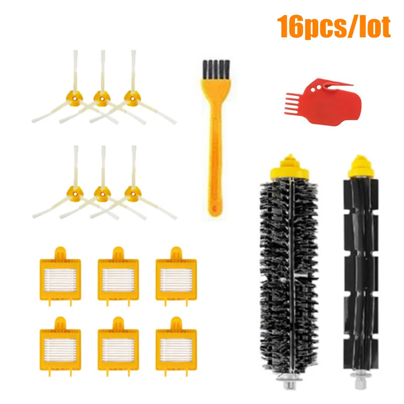 16PCS Hepa фильтры щетина щетка Гибкая ударная щетка запасные боковые щетки для iRobot Roomba 700 серии 760 770 780 790 - Цвет: 16PCS