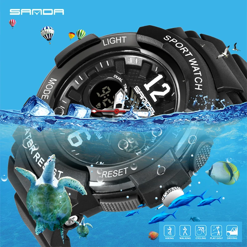 SANDA часы дети красочные LED задний светильник спортивные детские наручные