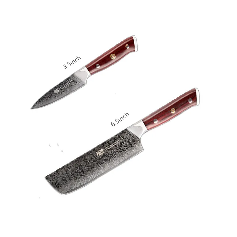Aus10 ручка из розового дерева японской дамасской Дамасские кухонные ножи Сталь