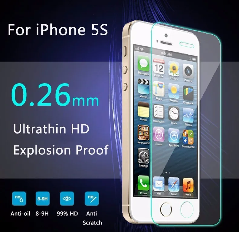Защитный экран для iphone 5c 5s 5 0 26 мм тонкое закаленное стекло Защита экрана se pelicula de