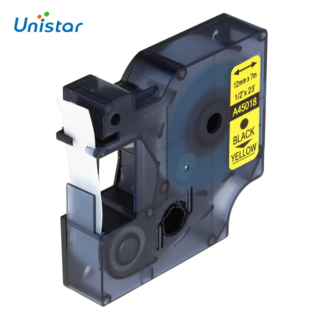 UNISTAR 2 шт. 45018 черный на желтом роде совместимый с этикеткой Dymo для D1 Tape LabelManager 210D 12