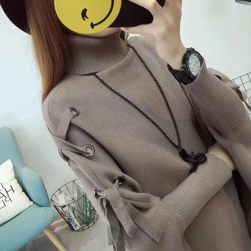 Wrap Swing Cloak Turtleneck Women Sweaters Pullovers Winter Clothes Oversized Sweater Jumper | Женская одежда
