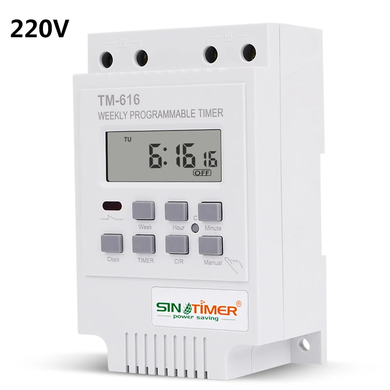 220V white Urijk TM-616 еженедельные программируемые таймеры 30 Ампер контроль нагрузки 17 вкл/Выкл 12 в 110 В 220 В 24 ч цифровой переключатель контроля времени - Цвет: 220V white