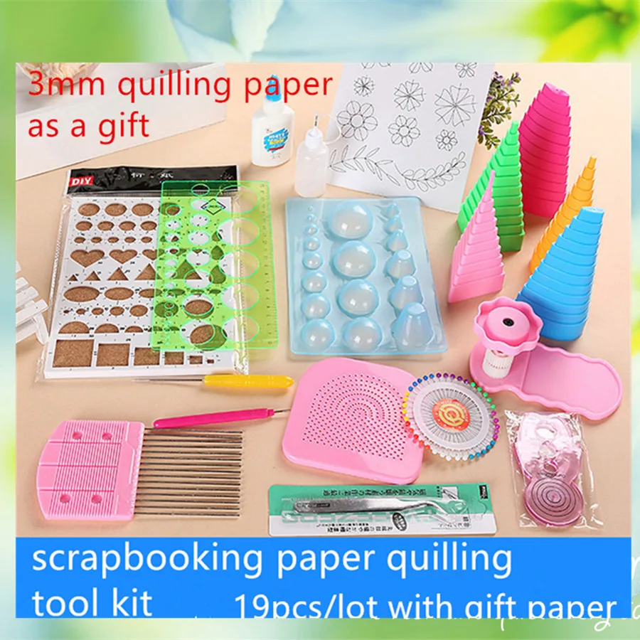 Полный набор 19 ШТ. скрапбукинг бумага квиллинг tool kit бумаги climper границы башня