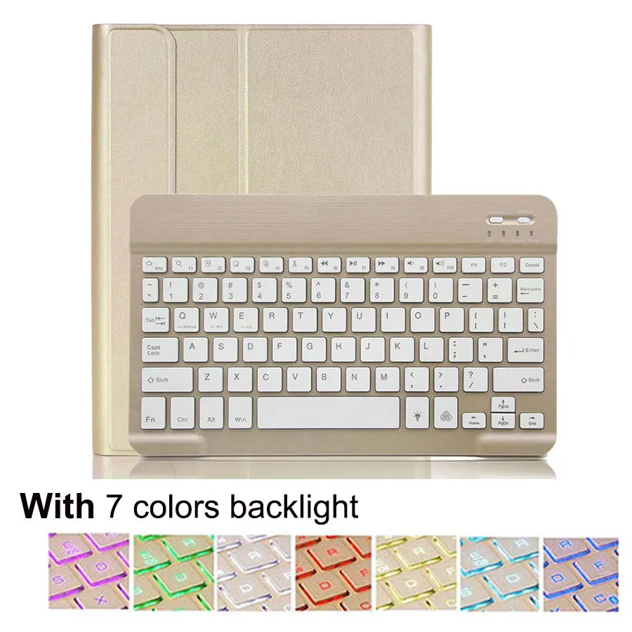 with backlight 7 цветов подсветка Bluetooth клавиатура чехол для iPad Pro 11 дюймов Съемная Беспроводная клавиатура из искусственной кожи чехол Подставка для планшета - Цвет: with backlight