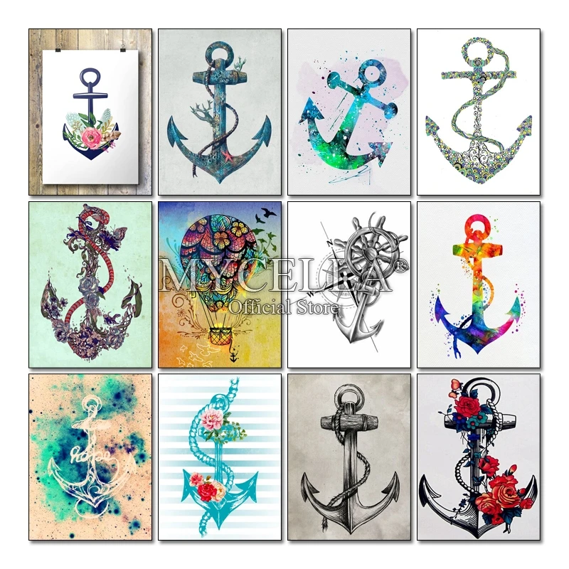 

Full Round Drill 5D DIY Diamond Painting"Colorful Anchors"Embroidery Cross Stitch Mosaic Home Decor Gift Wall Sticker Needlework