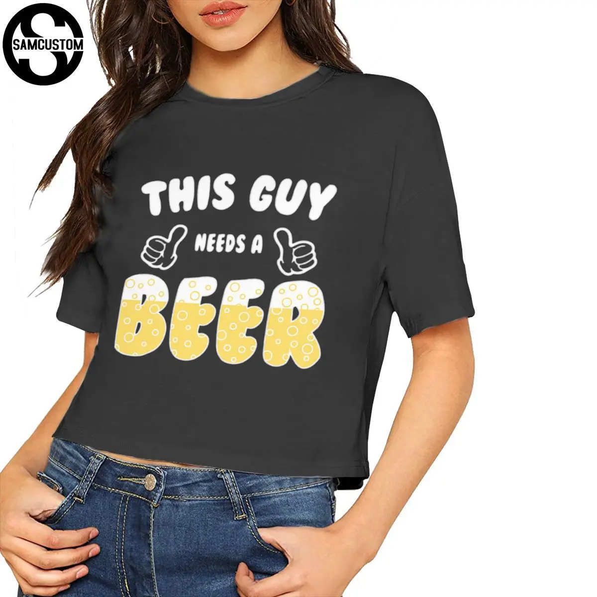 SAMCUSTOM этот парень нуждается в пиве Camisetas настоящая короткая Новая летняя модная