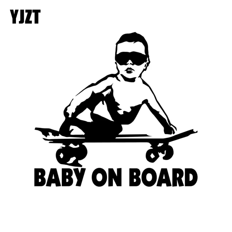 

YJZT 15.2cm*14.5cm Baby On Board Skateboard Home Decor Car Truck Window Decal Sticker Black/Silver C10-00074