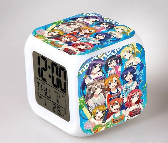 Аниме Love Live! Школьный идол проект фигурки Саат цифровой будильник с 7 меняющимися