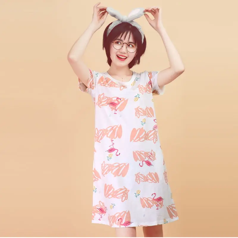 Домашняя одежда Женское ночное белье домашняя плюс размер хлопок ночная рубашка