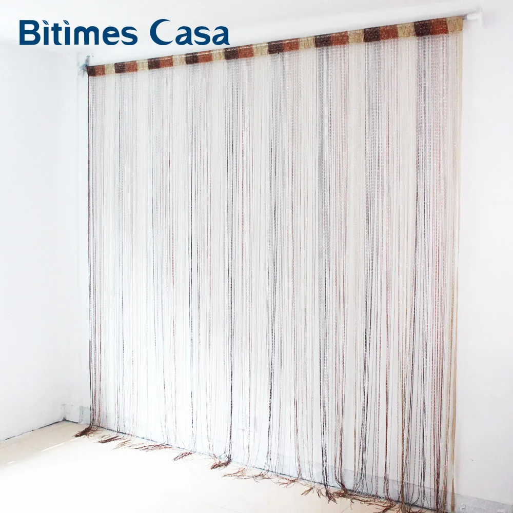 Трехцветная комбинированная штора с кисточками в виде Олы блестящая однотонная