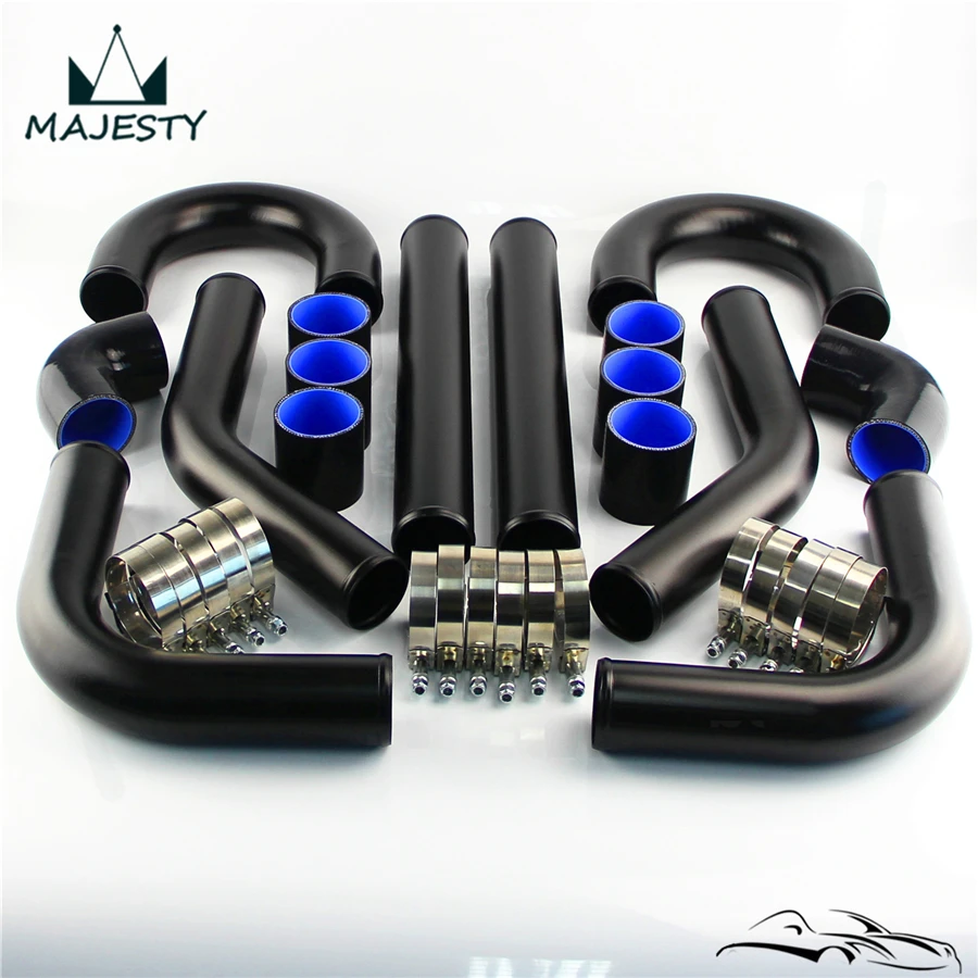 

UNIVERSAL TURBO BOOST INTERCOOLER PIPE KIT 2.25" 57MM 8 PCS Aluminum PIPING