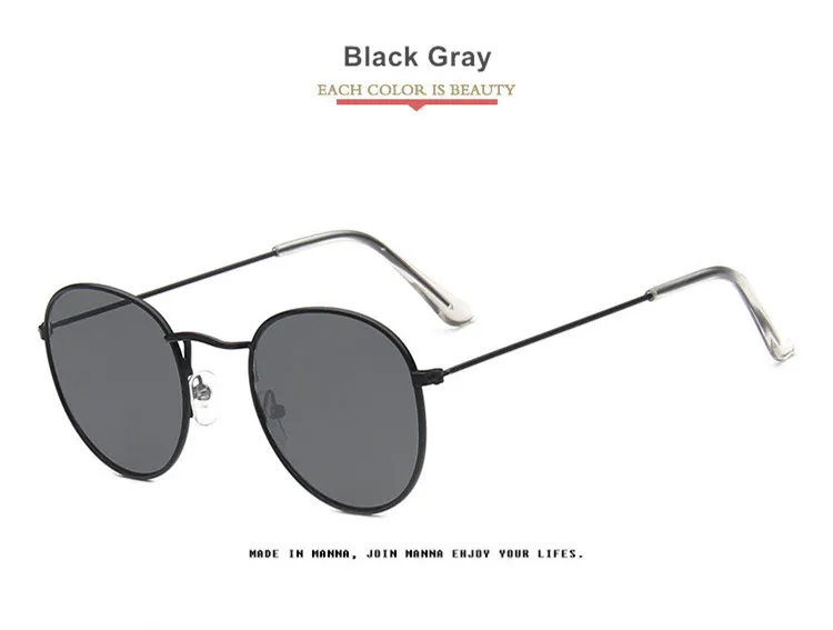 Black Gray Oulylan винтажные Круглые Солнцезащитные очки для мужчин и женщин, солнцезащитные очки, ретро зеркальные солнцезащитные очки - Цвет линз: Black Gray