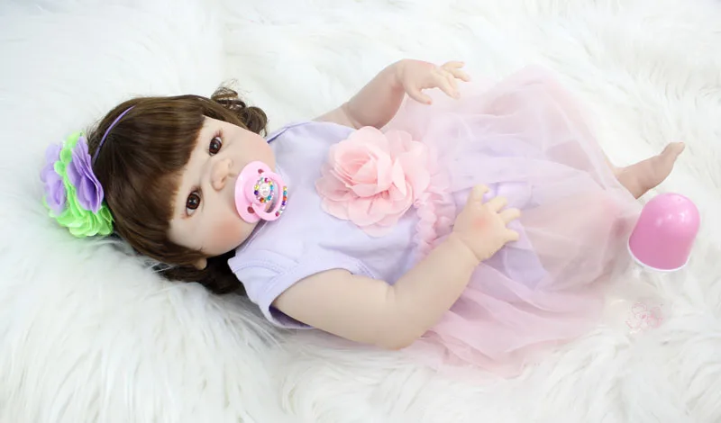 

55cm Full Silicone Baby-Reborn Doll Soft Vinyl Newborn Babies Girl Bonecas Bebe Alive Bathe Toy Kids Birthday Gift