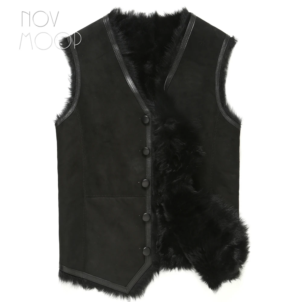 Men black camel grey genuine leather real lambskin shearling fur vest winter 100% wool coat jackets chalecos para hombre LT2622 | Мужская