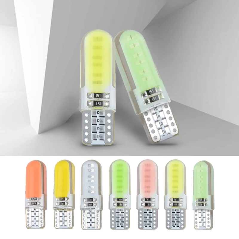 

10 шт. T10 W5W 194 Светодиодные лампы 12 В силиконовый автомобильный COB свет авто багажник парковочная лампа зазор огни Интерьер Купол дверь лампа ...