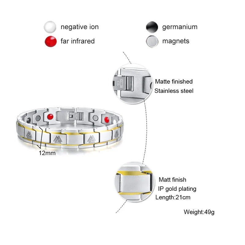 Магнитный браслет Vnox для мужчин и женщин Руна викингов терапевтический