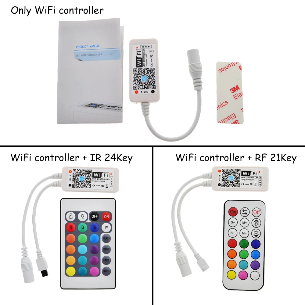 Wifi RGB/RGBW LED контроллер Мини DC12V с RF 21Key/IR 24Key пульт дистанционного управления для